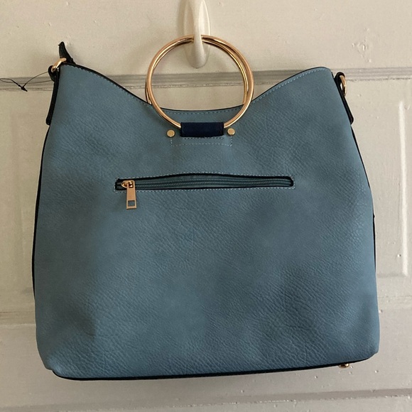 NWOT Blue and White Handbag with Removable Shoulder Strap - Picture 10 of 13